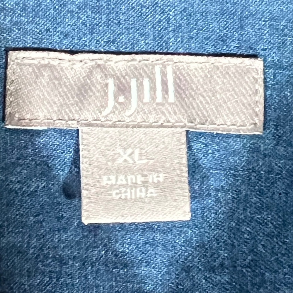 J. Jill Denim Button Down Shirt Womens XL Blue Cotton Long Sleeve Pocket - Picture 7 of 16